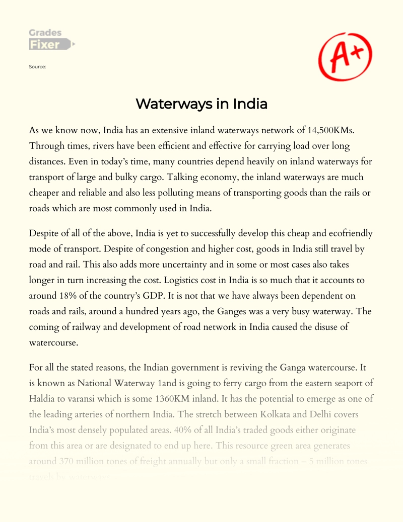 Waterways in India Essay
