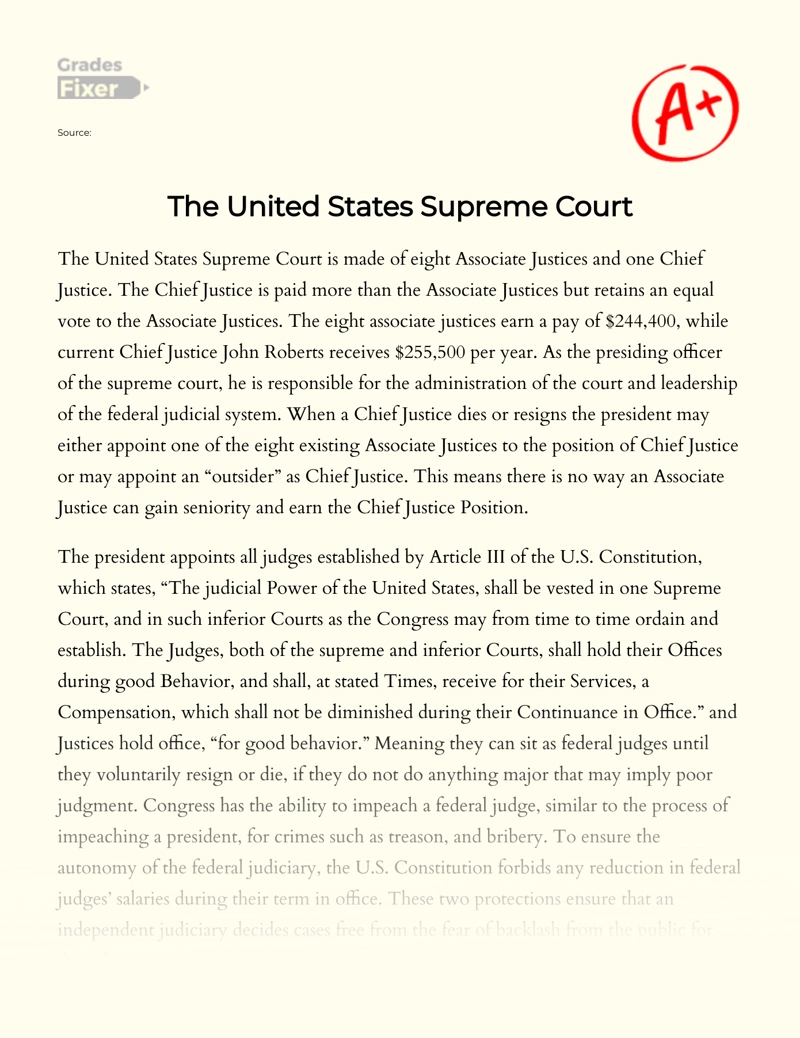The United States Supreme Court Essay