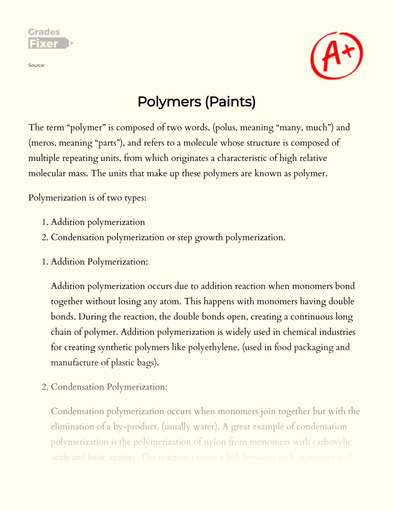 Polymers (paints) Essay