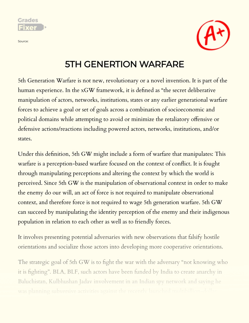 5th Generation Warfare Essay