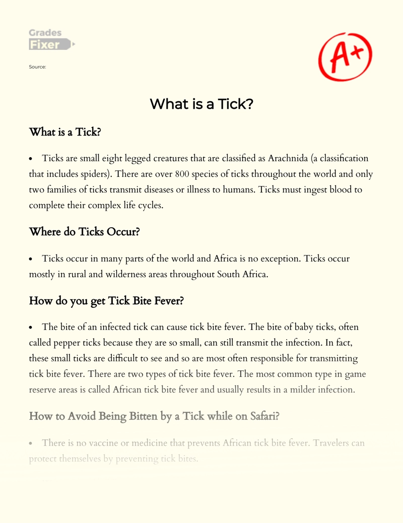 What is a Tick Essay