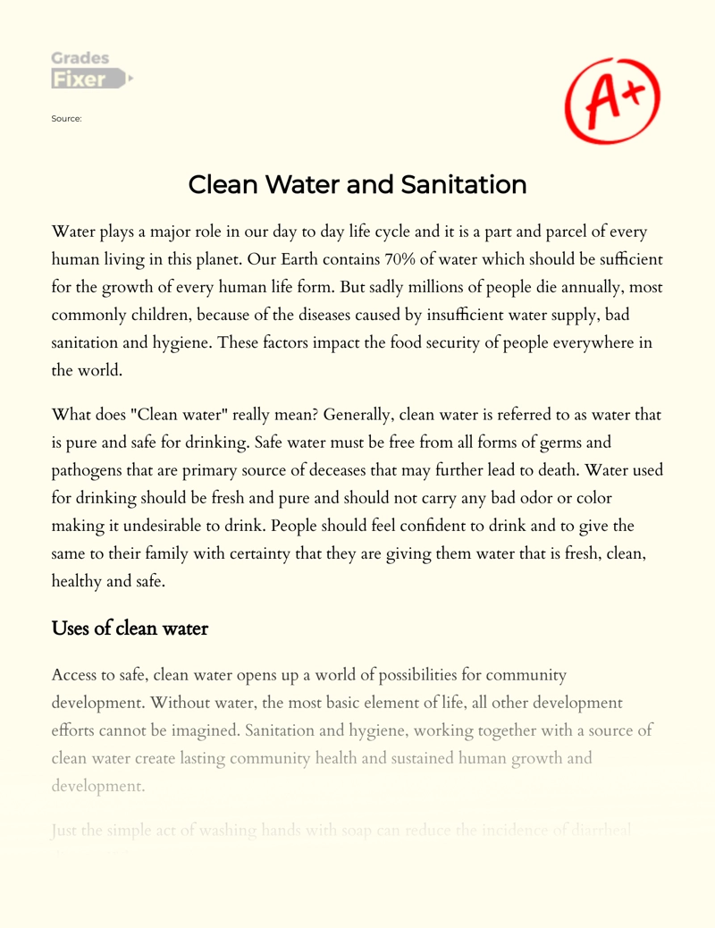 Clean Water and Sanitation: Review of The Issue of Water Pollution Essay