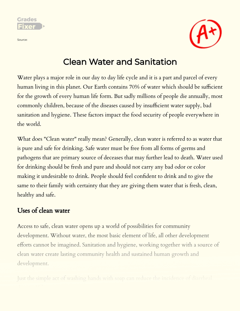 essay writing on challenges of clean water and their solution