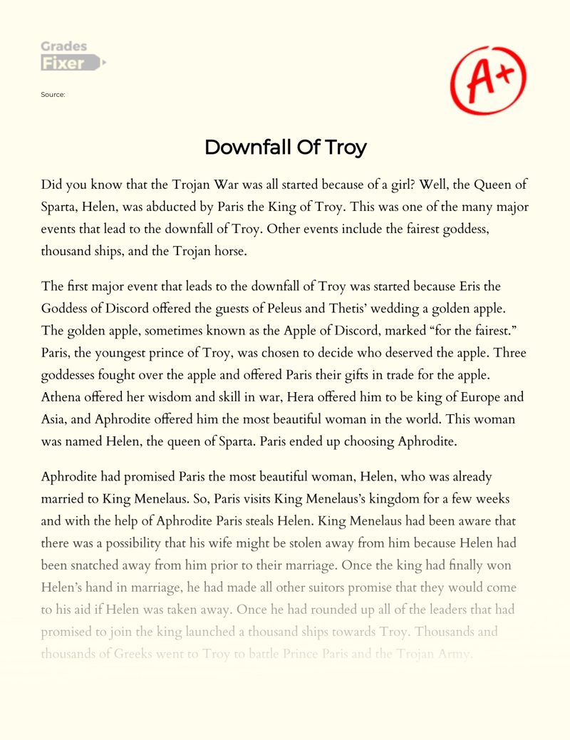 Downfall of Troy Essay