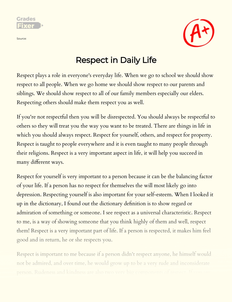 respect for life essay brainly