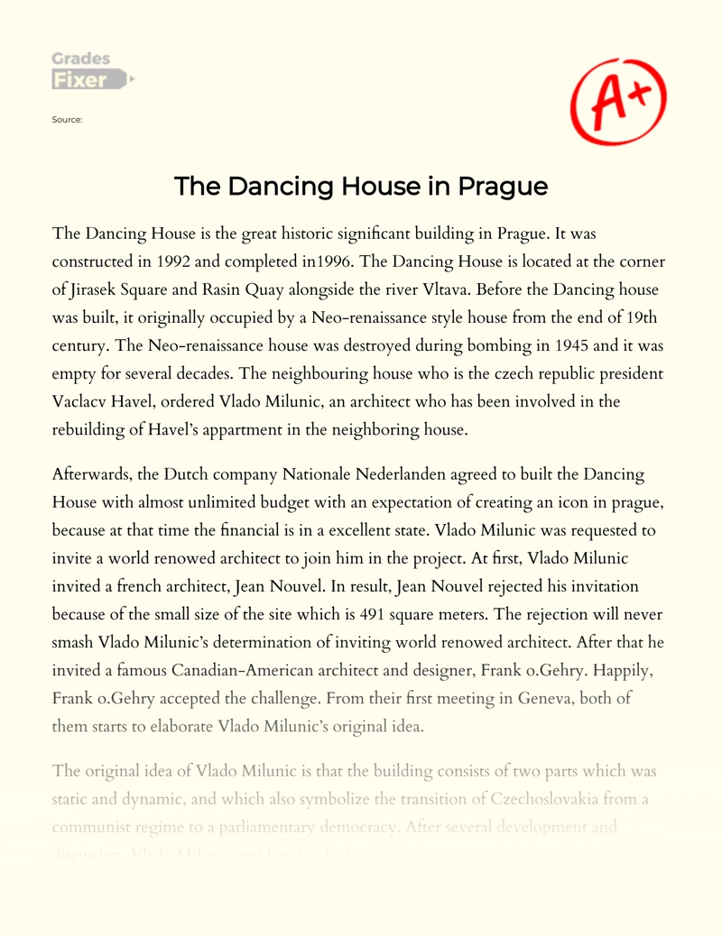 The Dancing House in Prague Essay