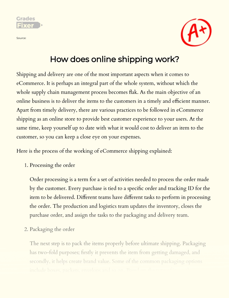 How Does Online Shipping Work essay