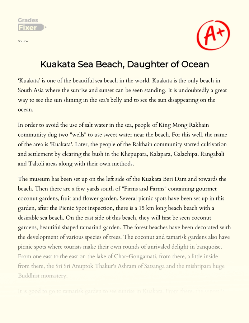 Kuakata Sea Beach, Daughter of Ocean essay