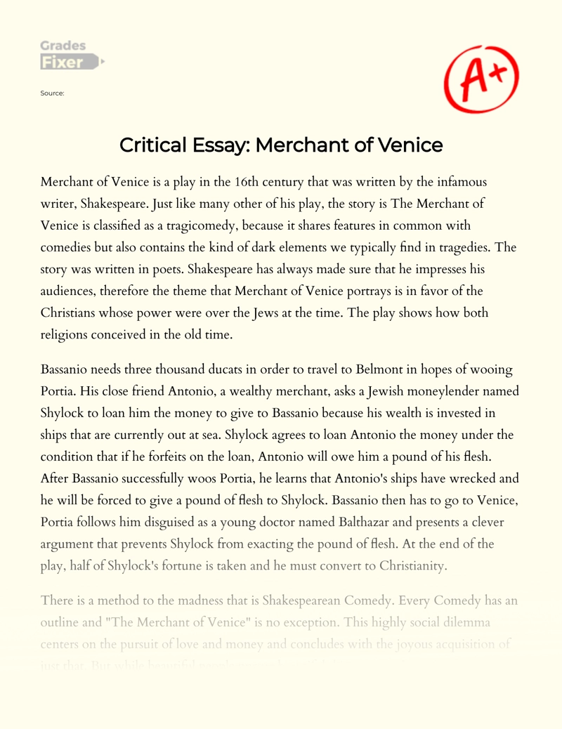 merchant of venice essay conclusion