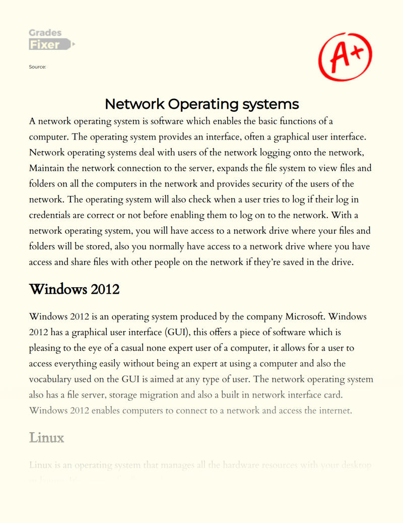 Network Operating Systems Essay