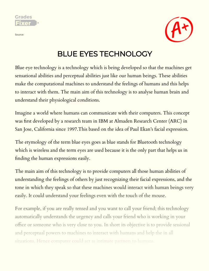 Blue Eyes Technology Essay