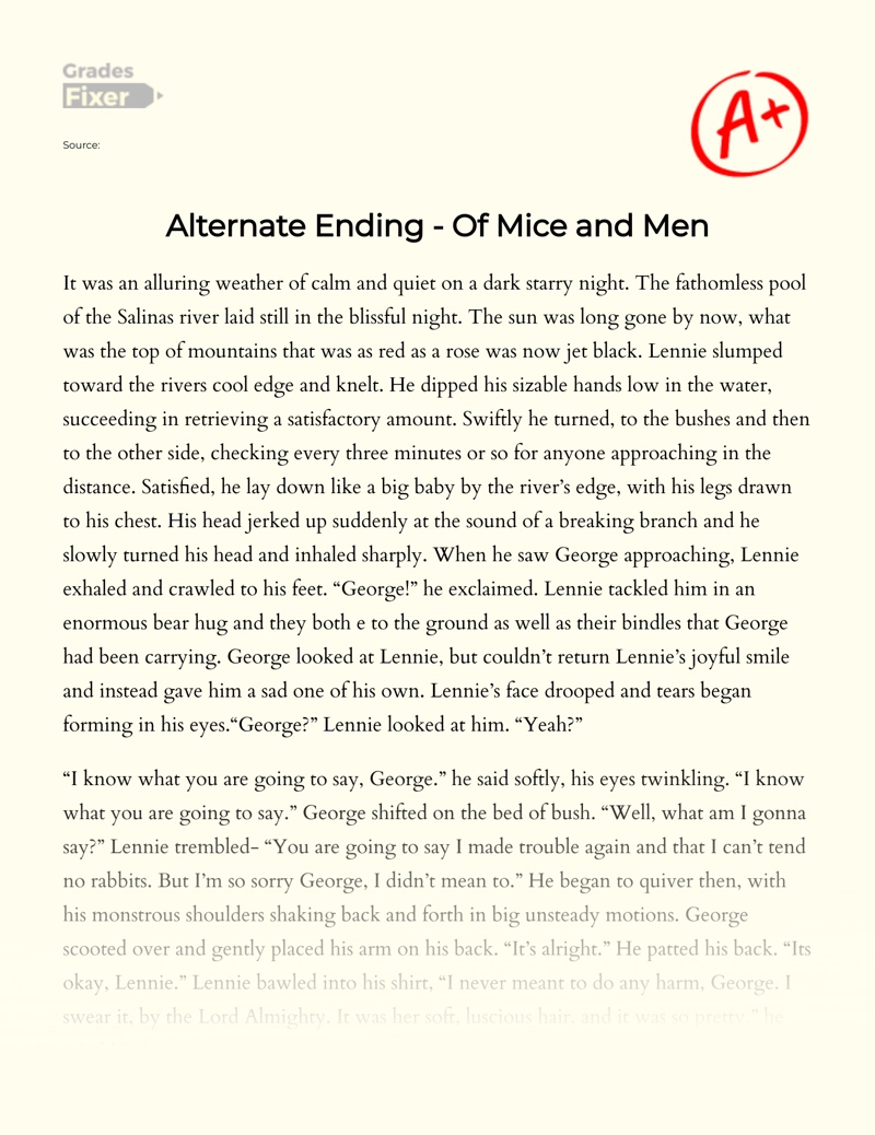 Alternate Ending - of Mice and Men essay