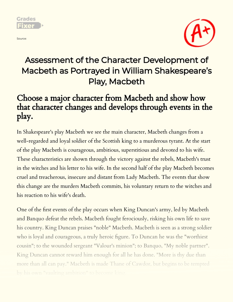 Реферат: The Changing Character Of Macbeth Essay Research