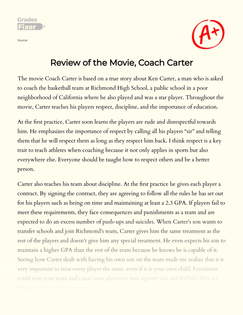 Groucho Reviews: Coach Carter