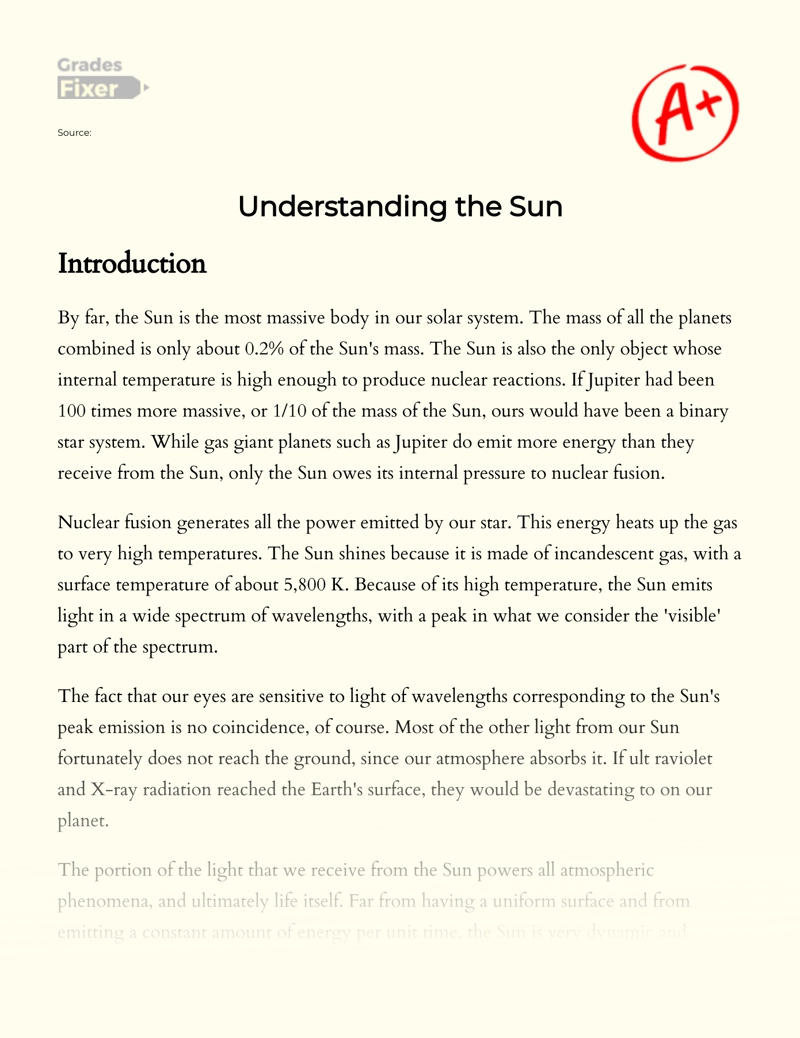 Understanding The Sun Essay