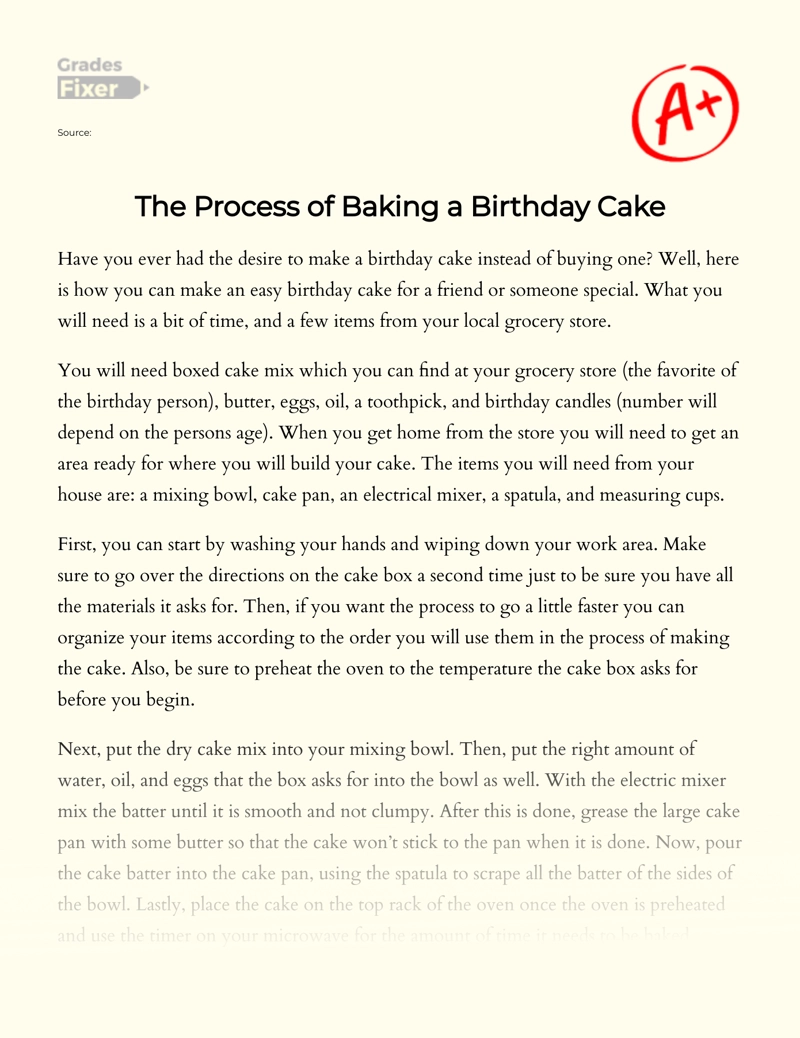 essay how to make cake