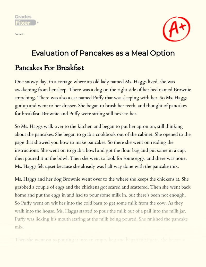 Evaluation of Pancakes as a Meal Option Essay