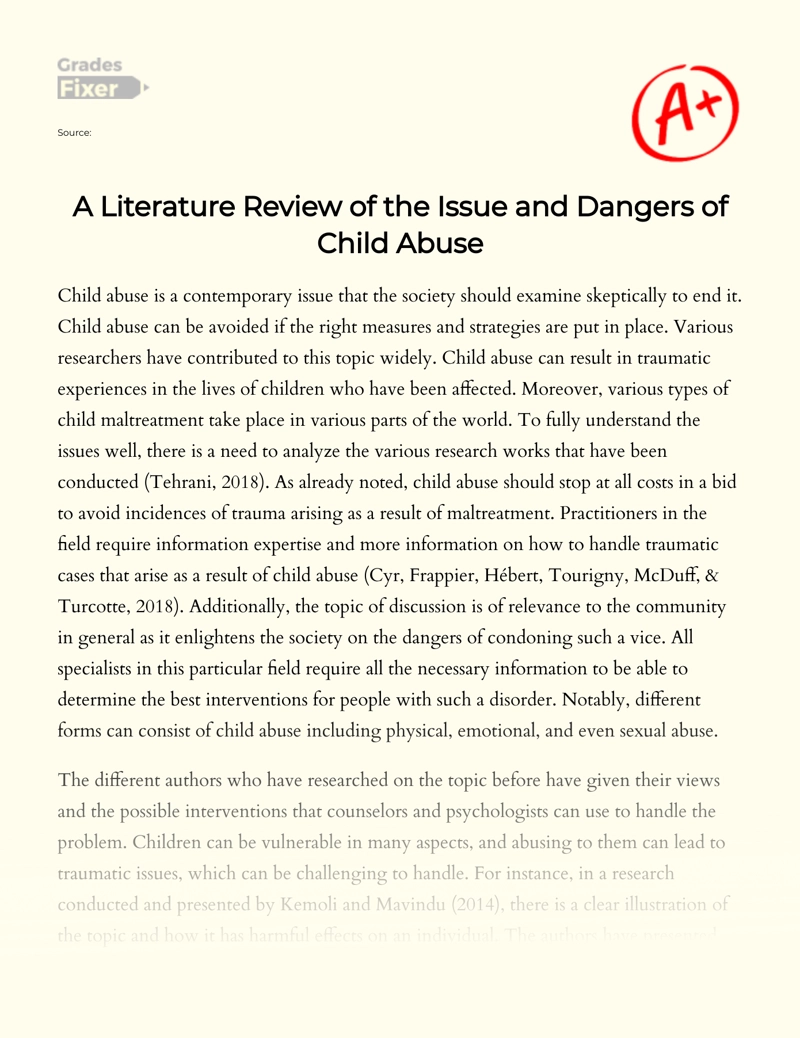 The Issue of Child Abuse and Neglect for Children essay