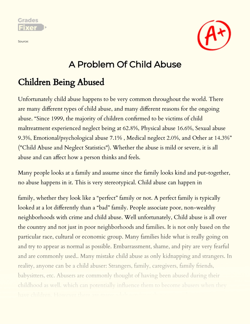 Problems of Children Being Abused Essay