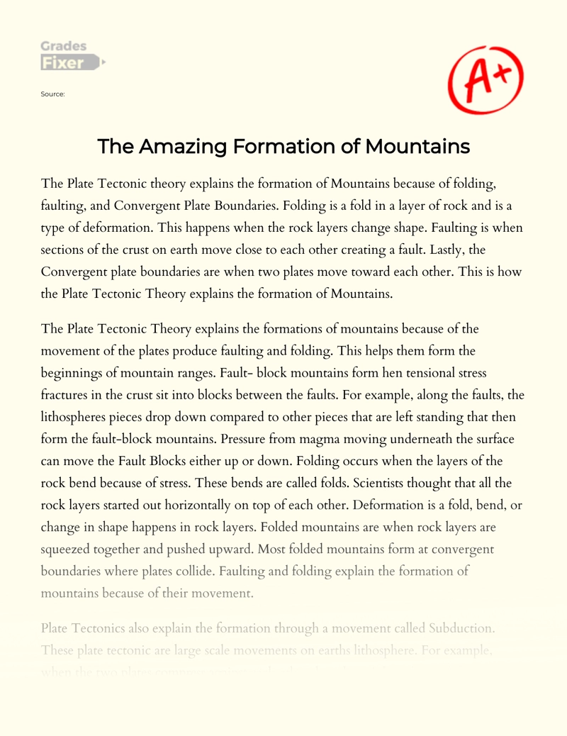 The Amazing Formation of Mountains Essay