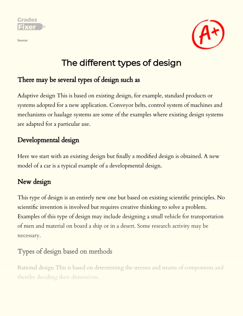 The Different Types of Design Essay