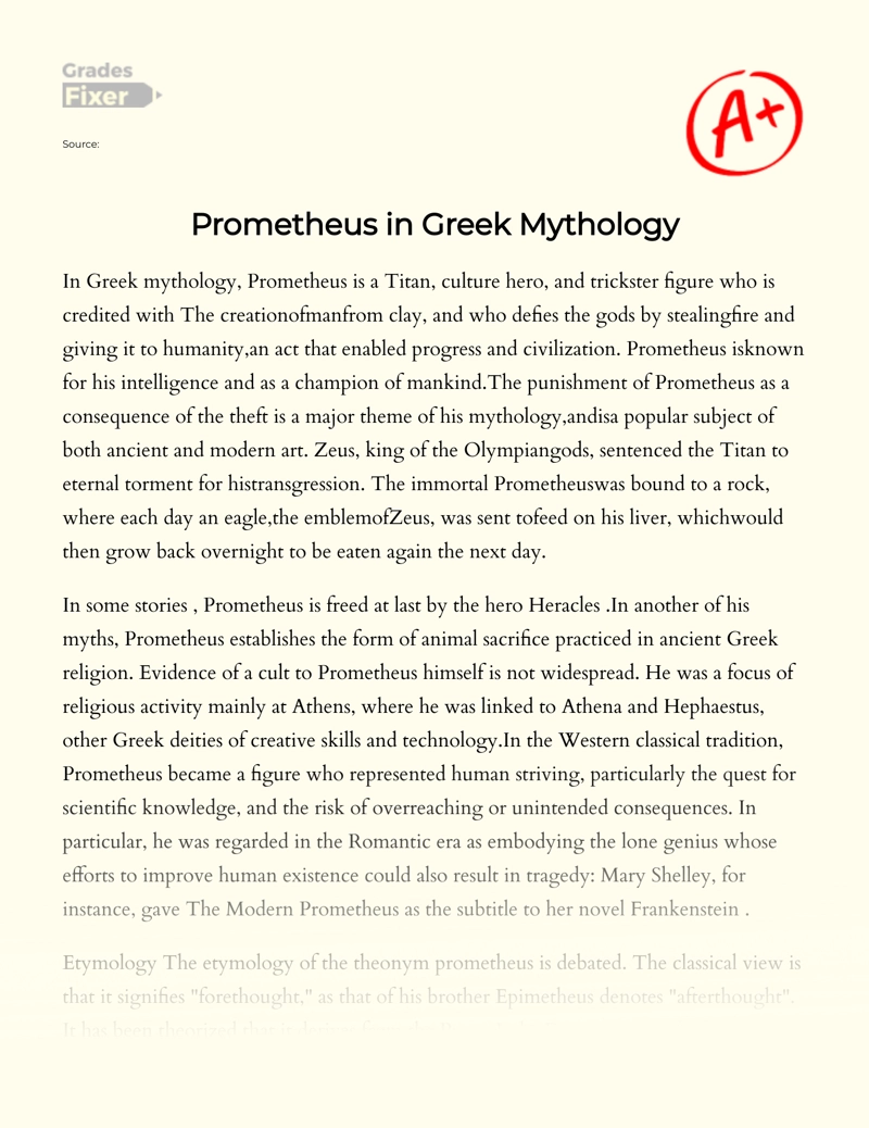 Prometheus in Greek Mythology Essay