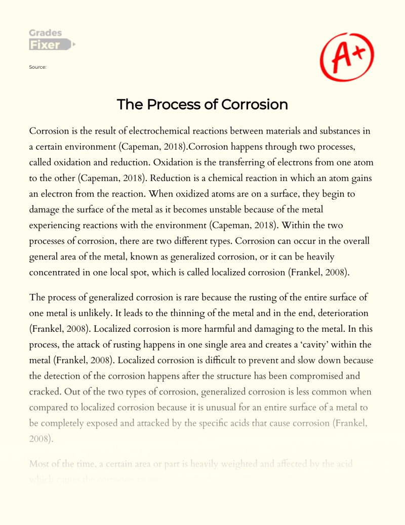 The Process of Corrosion Essay
