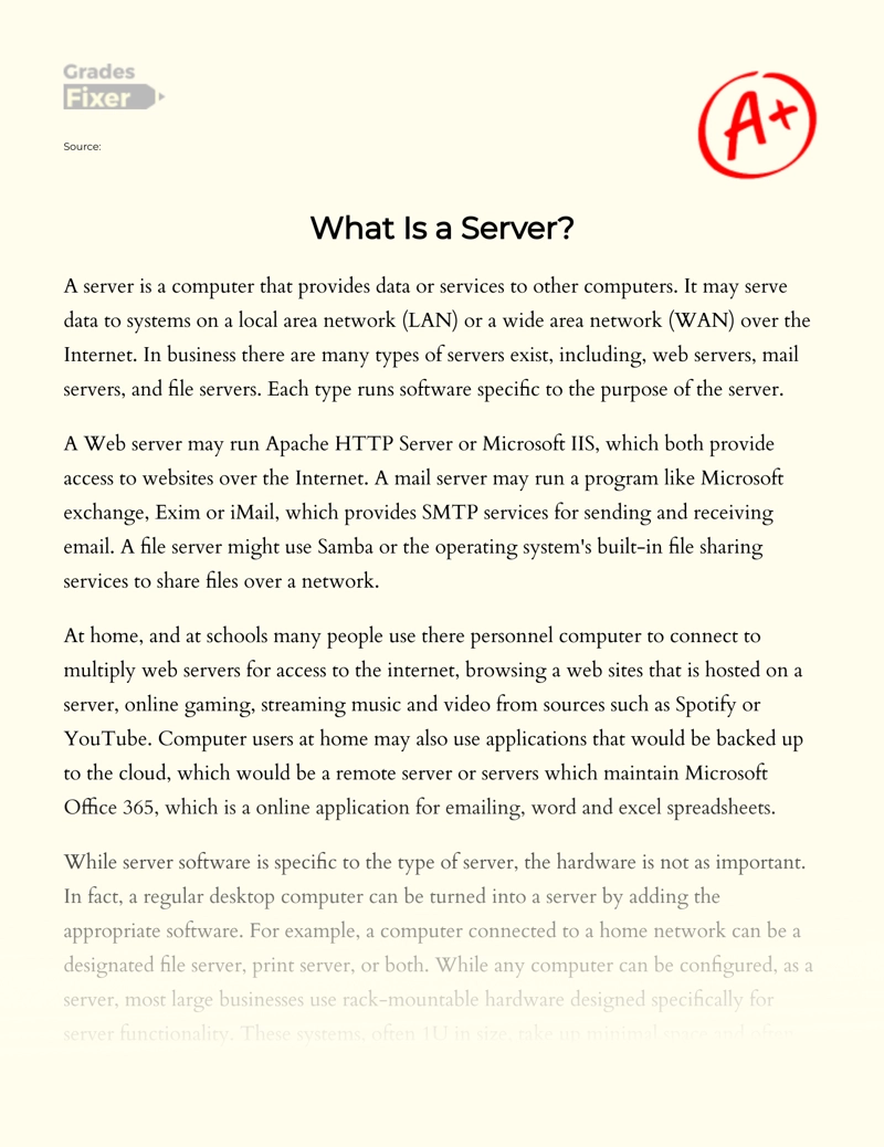 What is a Server Essay