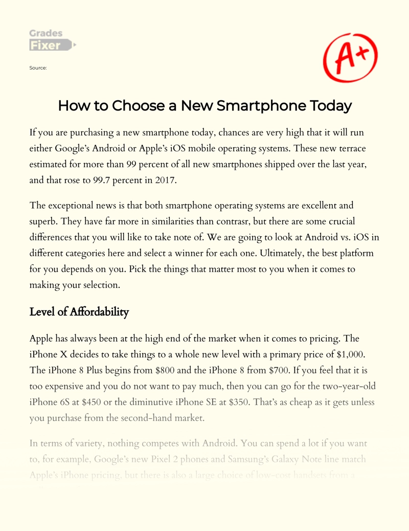 How to Choose a New Smartphone Today Essay