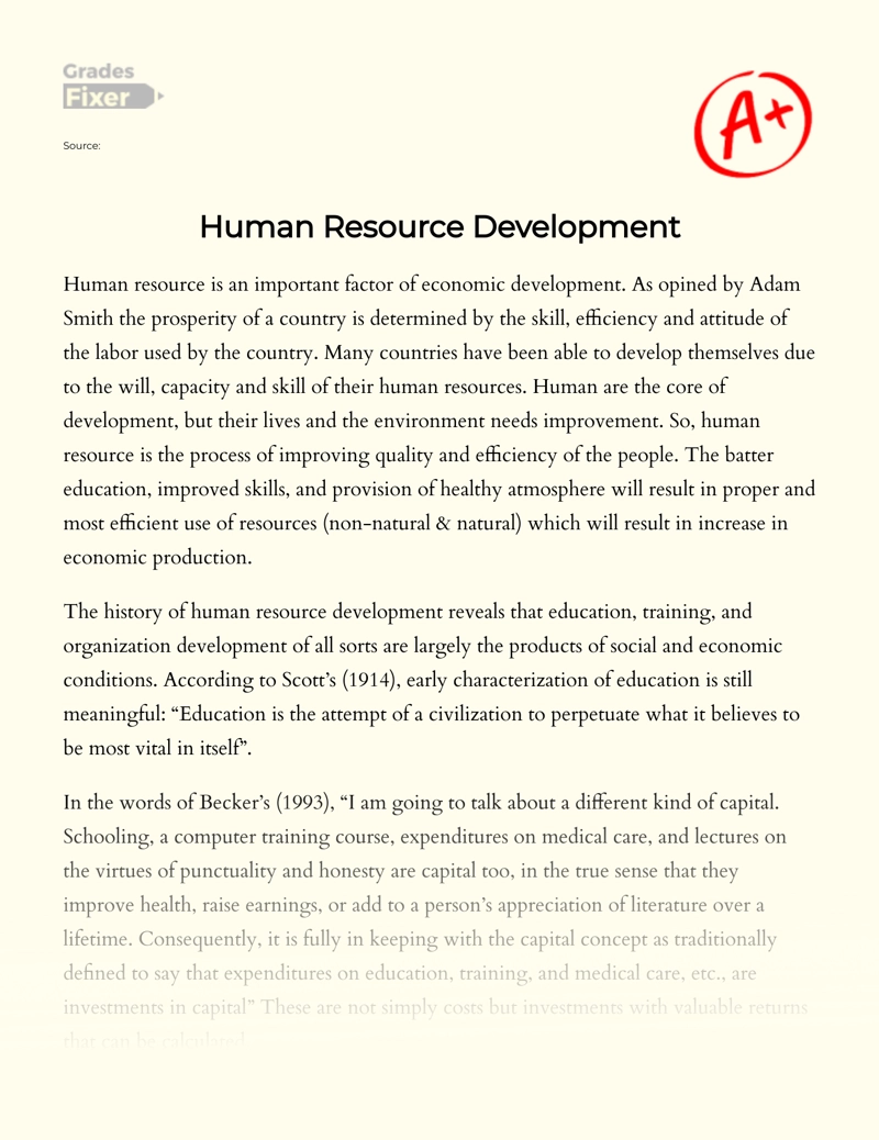 Human Resource Development Essay