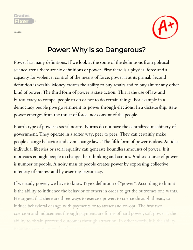 The Dangerous Side of Power essay