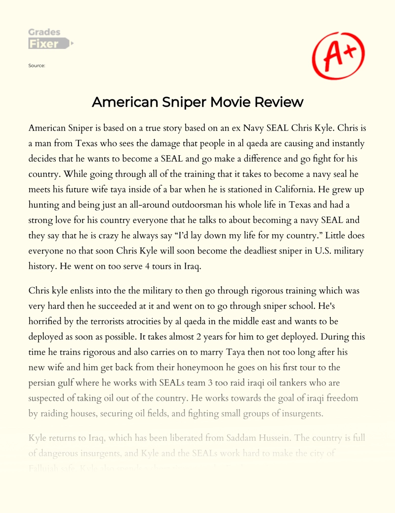 American Sniper Movie Review essay