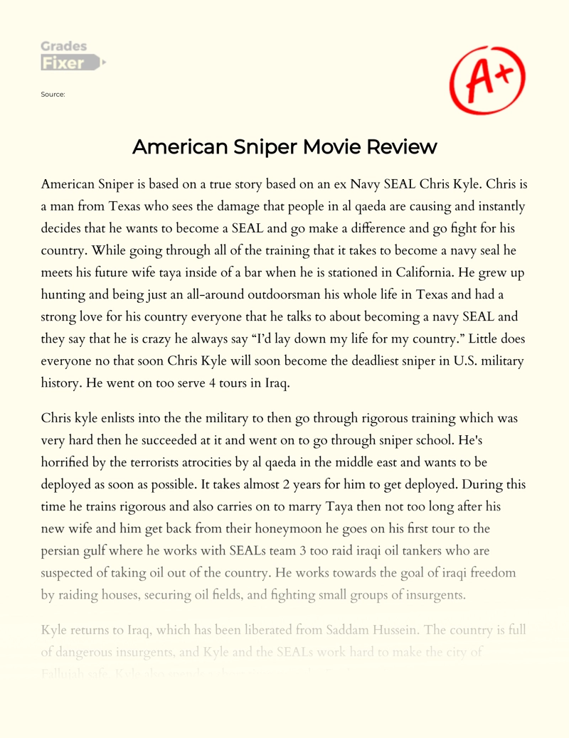 American Sniper Movie Review Essay