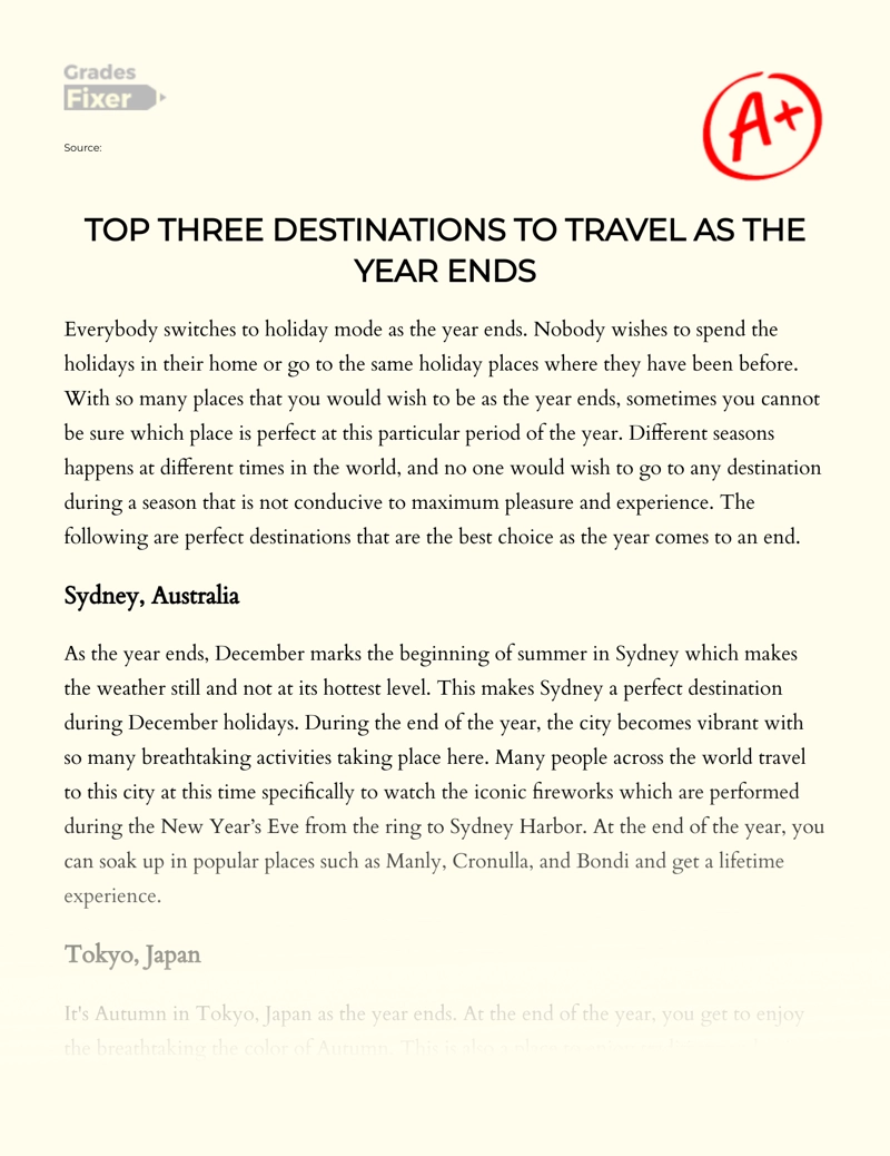 travel destination essay