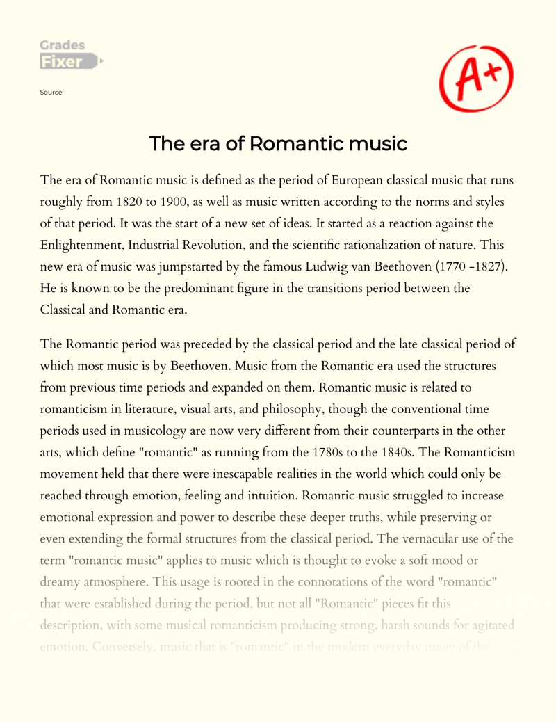 Реферат: Music In The Romantic Period Essay Research
