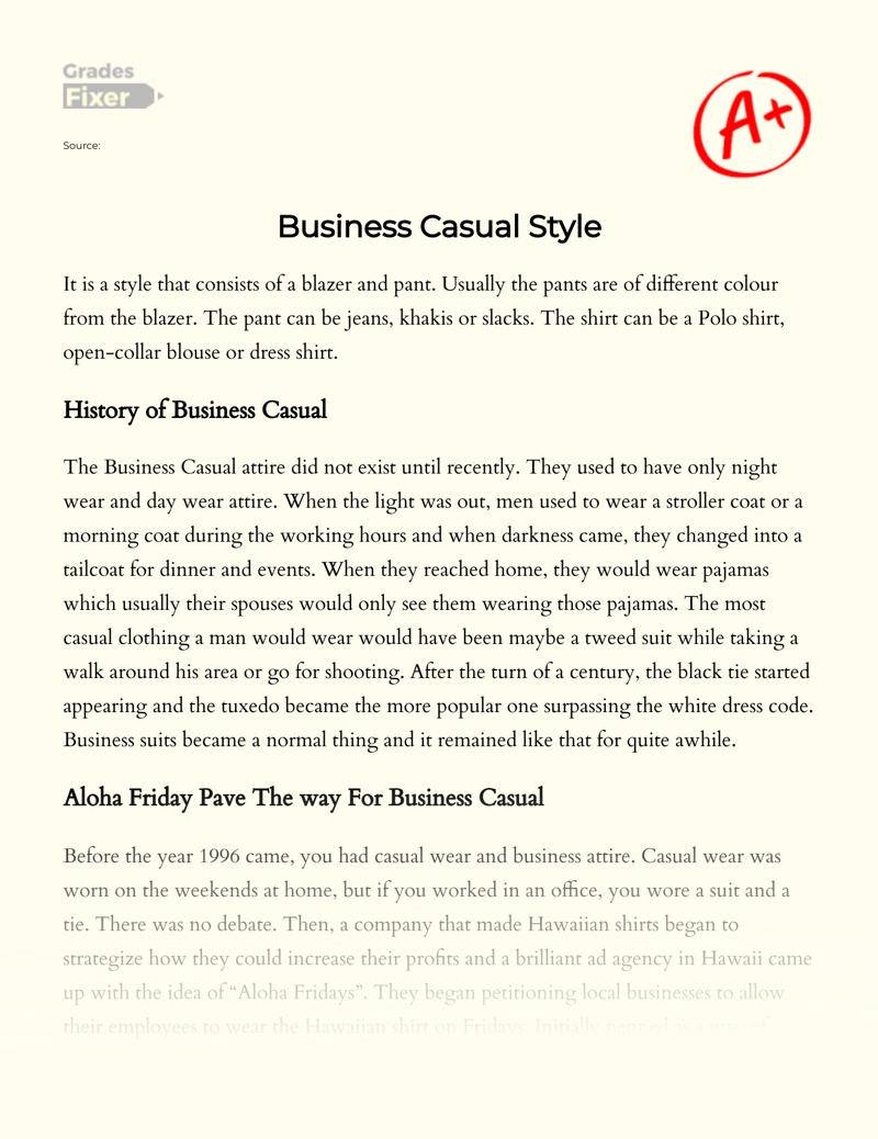 Business Casual Style essay