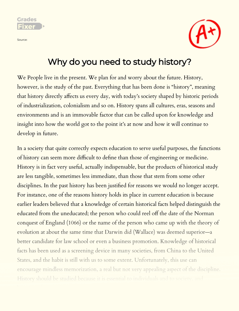 why should i study history of life essay 200 words