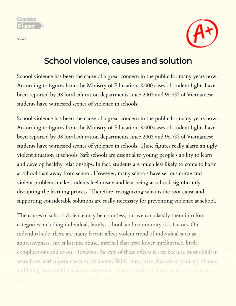 essay on why not to fight in school