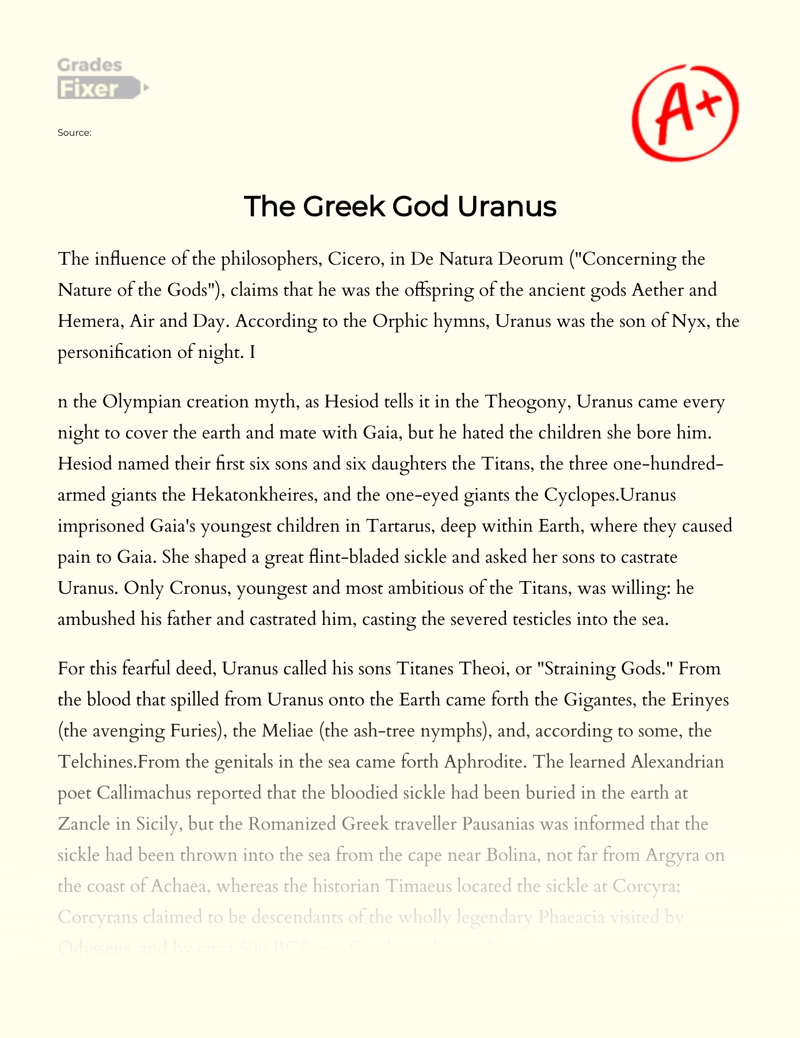 The Greek God Uranus Essay
