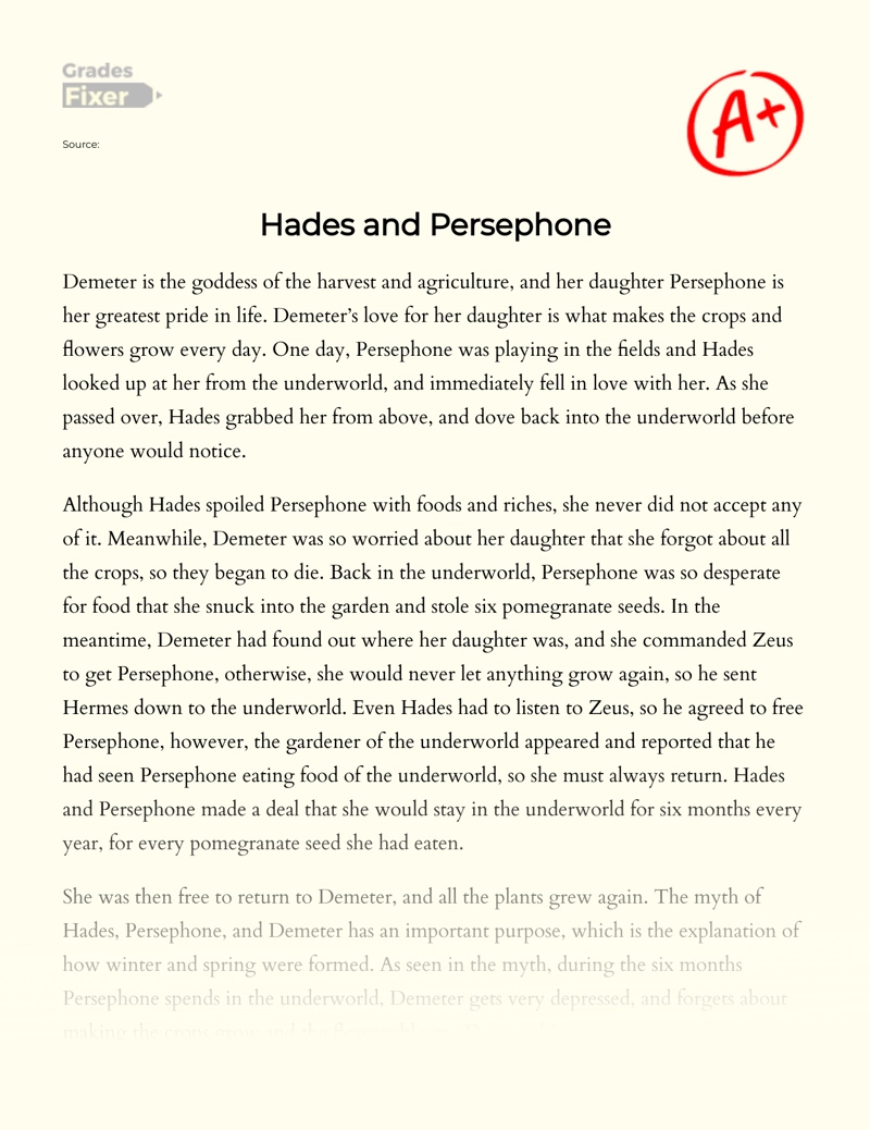 Hades and Persephone Essay