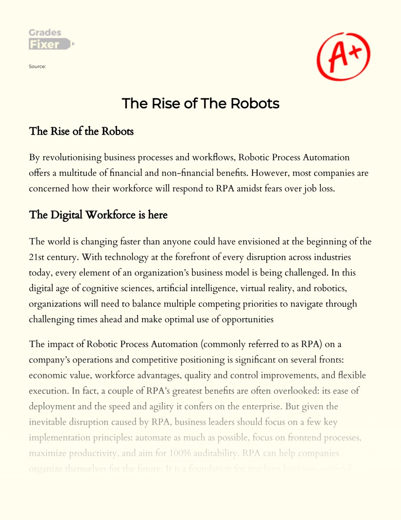 The Rise of The Robots Essay
