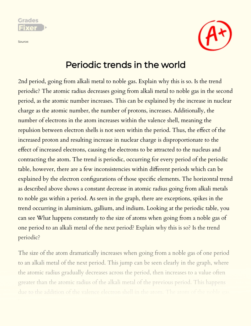 Periodic Trends in The World Essay