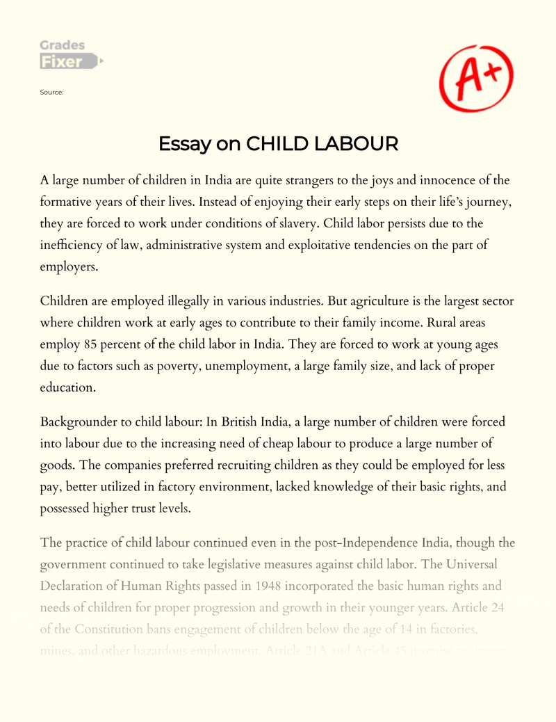 The Issue of Child Labour in India Essay