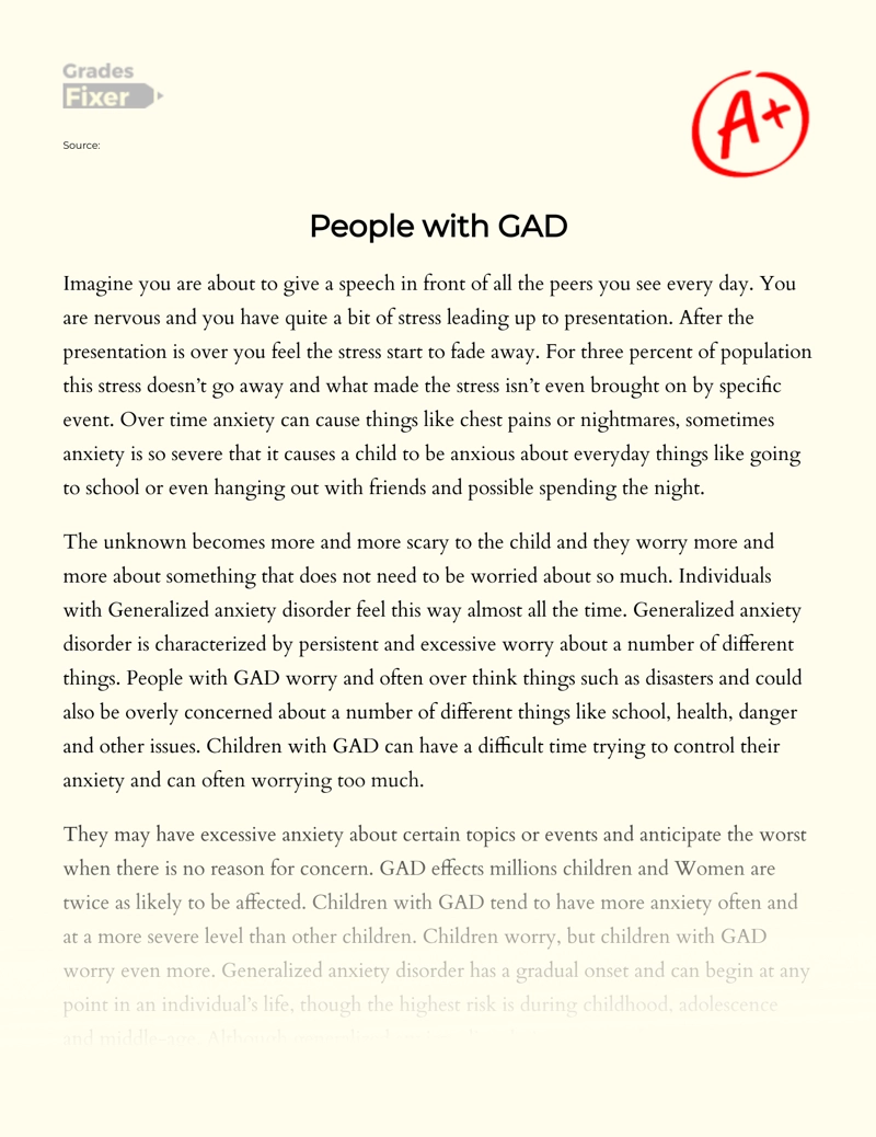 People with Gad Essay