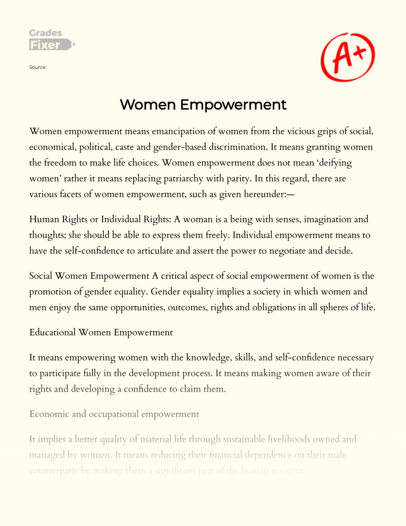 article on womens empowerment in 200 words