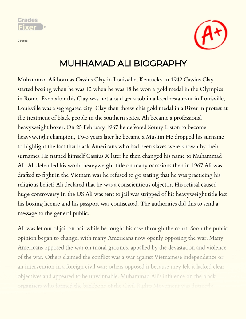 Muhammad Ali Biography Essay