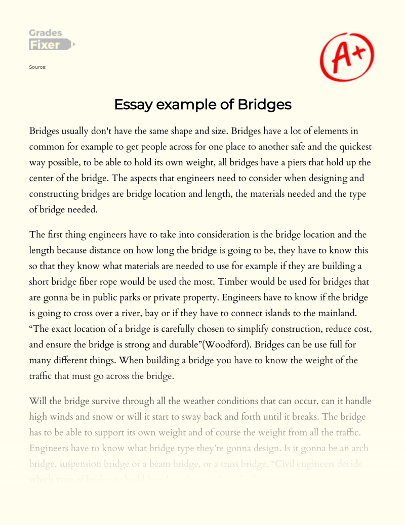 Essay Example of Bridges essay
