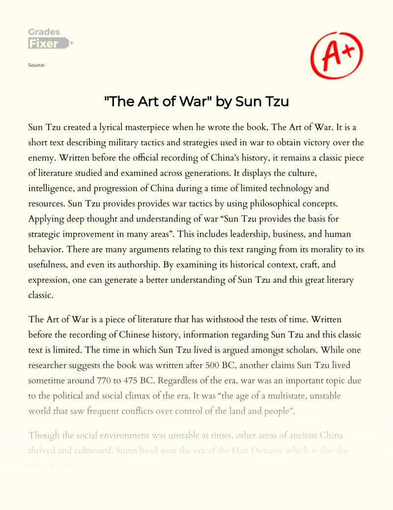 Mastering The Art of War: a Comprehensive Analysis Essay