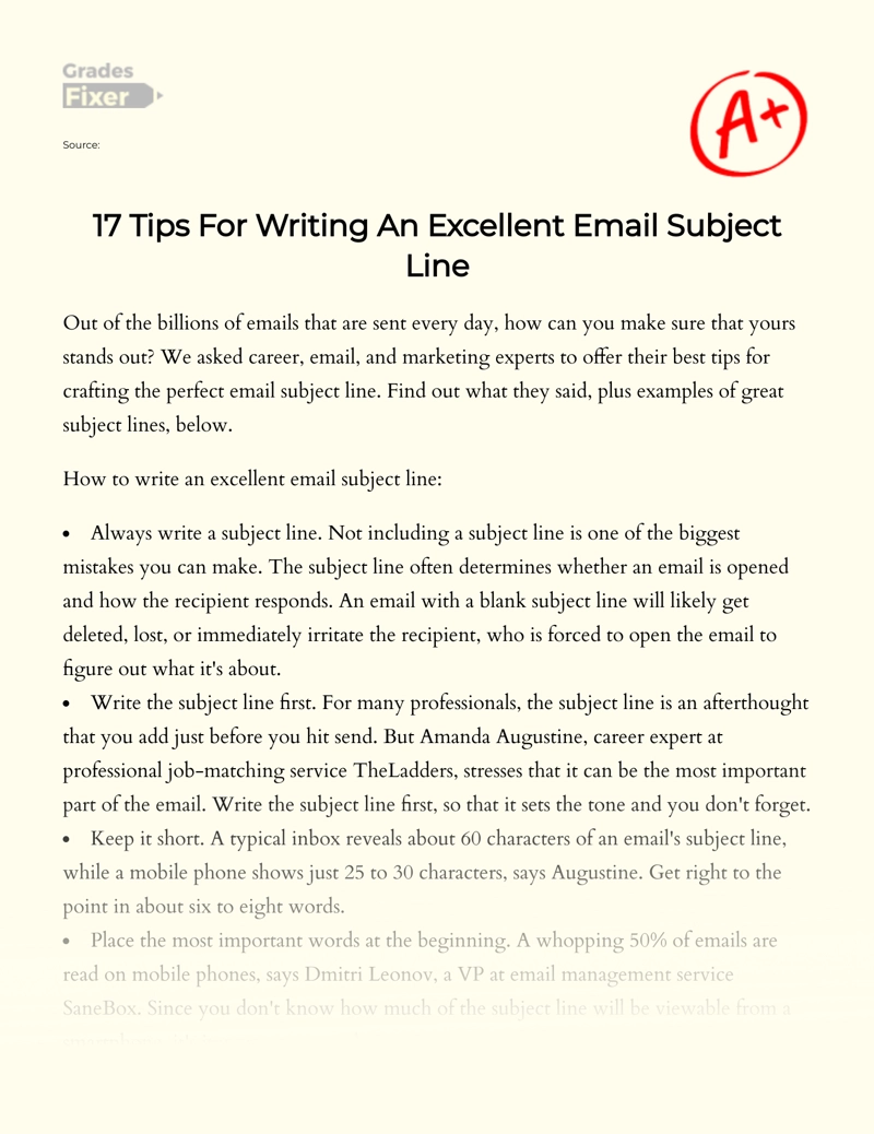 17 Tips for Writing an Excellent Email Subject Line essay