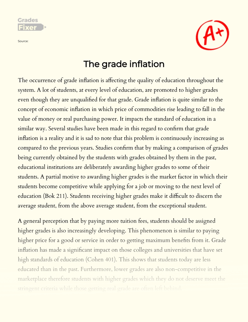 The Grade Inflation essay